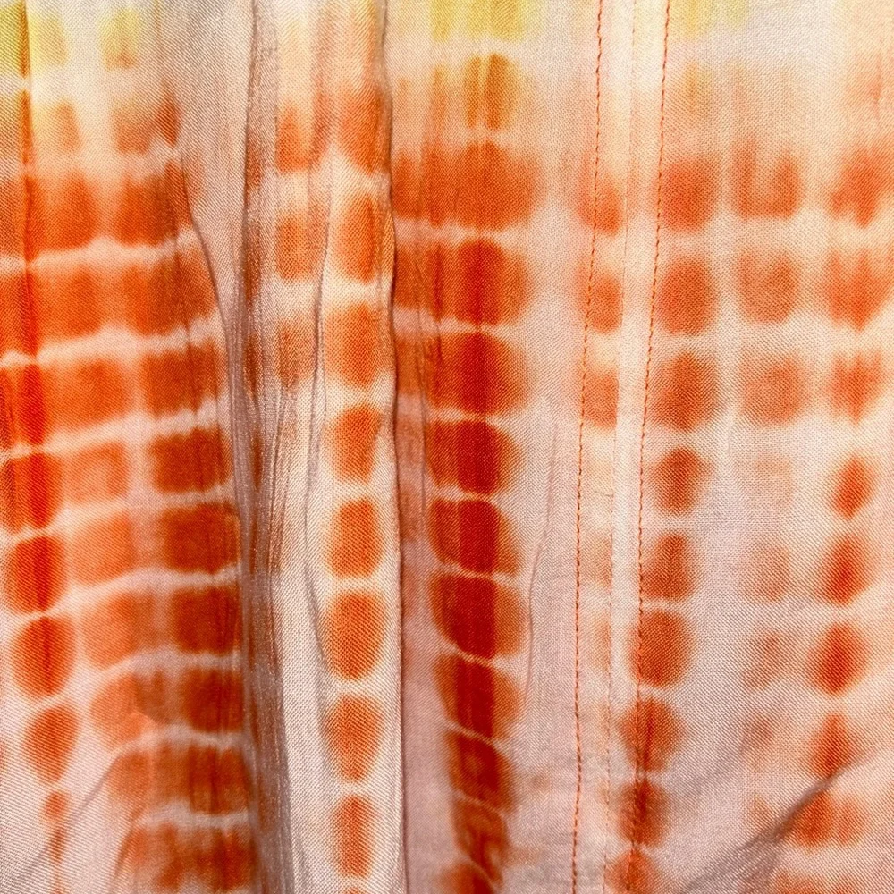 Women’s Sz 8 Tunic Sleeveless Top Or Short Sundress Tye dye Orange White Yellow - Picture 3 of 6